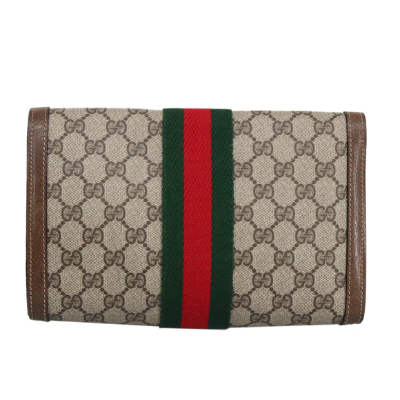 GUCCI GG Supreme Web Sherry Line Clutch Bag Beige 41 014 3087 25 Auth bs19581 - Picture 2 of 16